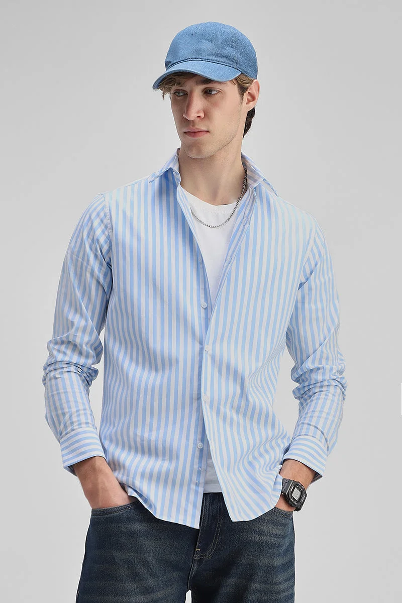 SNITCH Slim Fit Stretch Stripes Shirt